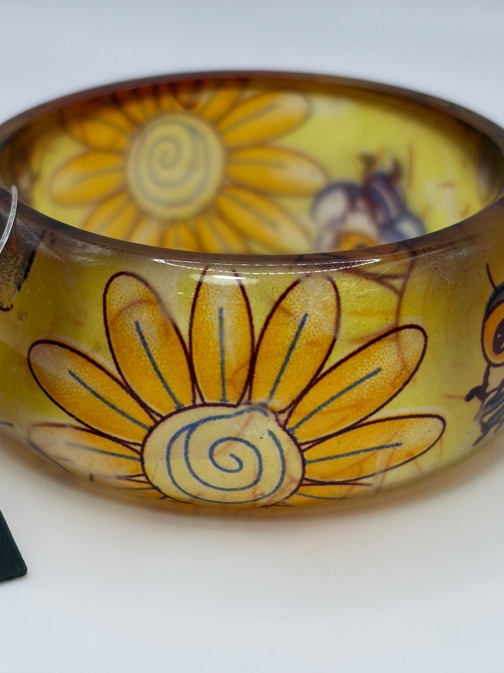 Yellow Sunflower & Bee Resin Bangle